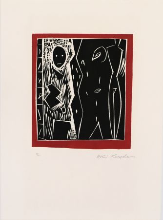 Linogravure Kuroda - Cadre rouge