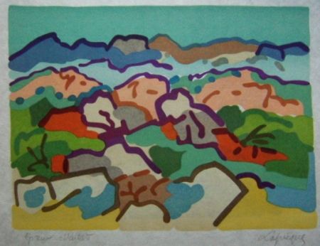 Lithographie Lapicque - Campagne Greque