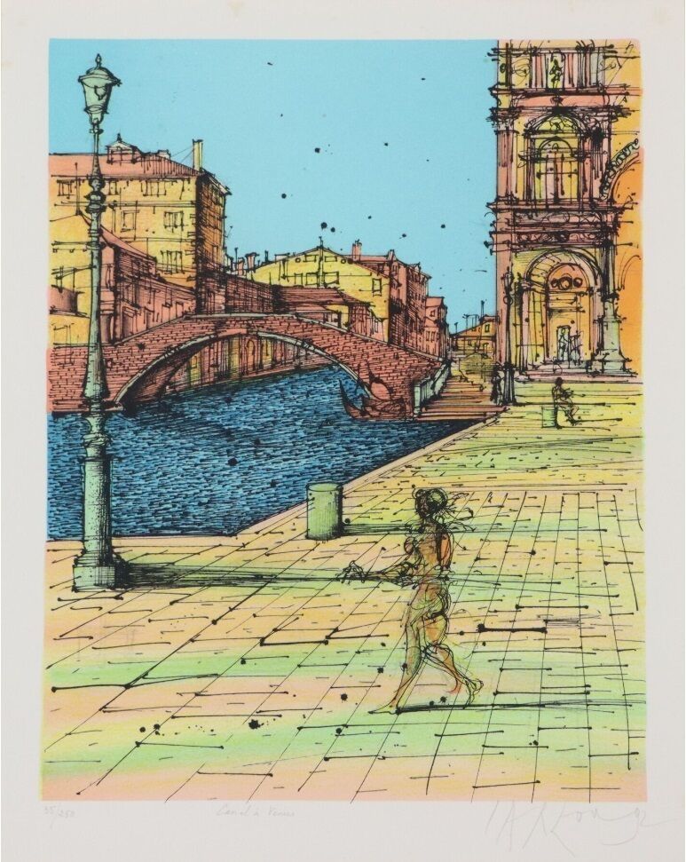 Lithographie Carzou - Canal à Venise