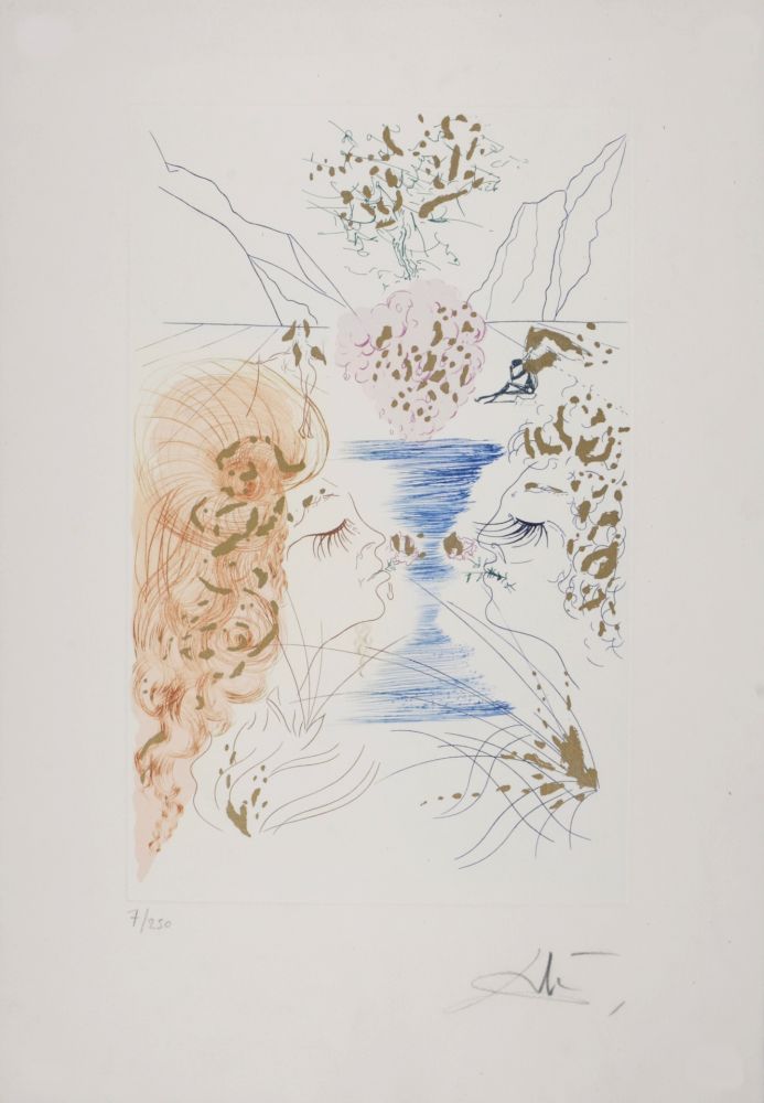 Gravure Dali - Cantique des Cantiques : Le Baiser, 1971