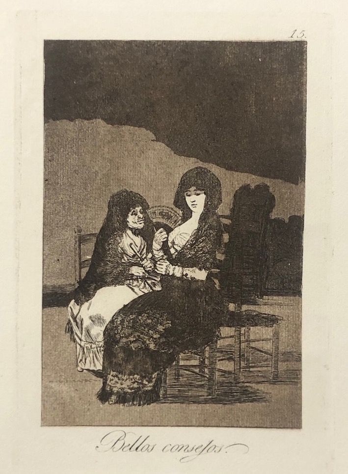 Eau-Forte Goya - Capricho 15. Bellos consejos