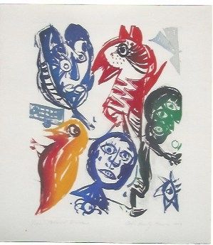 Aquatinte Pedersen - Carrousel d'oiseaux