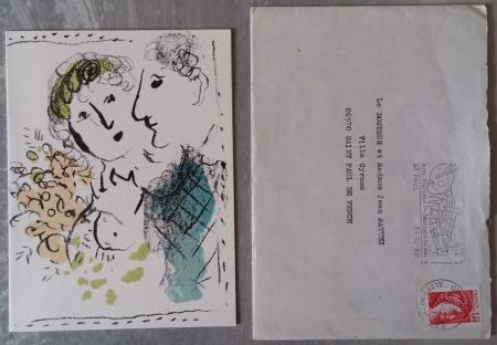 Lithographie Chagall - Carte de voeux 1980