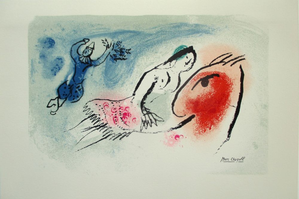 Lithographie Chagall - Carte Voeux pour Aimé Maeght