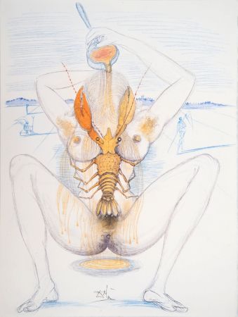 Gravure Dali - Casanova : Femme surréaliste et homard