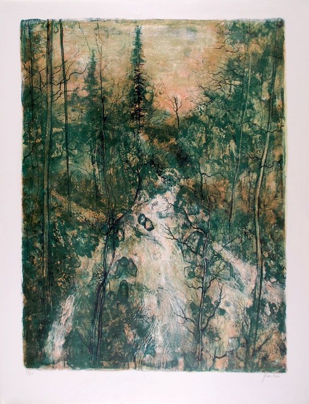 Lithographie Gantner - Cascade verte - Green Falls