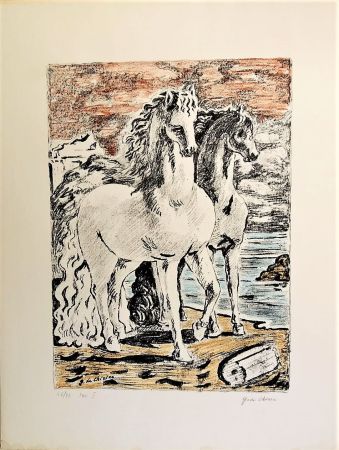 Lithographie De Chirico - Cavalli antichi