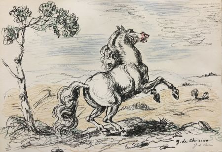 Lithographie De Chirico - Cavallo in libertà