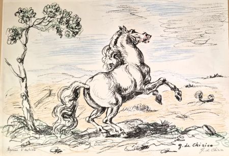 Lithographie De Chirico - Cavallo in libertà