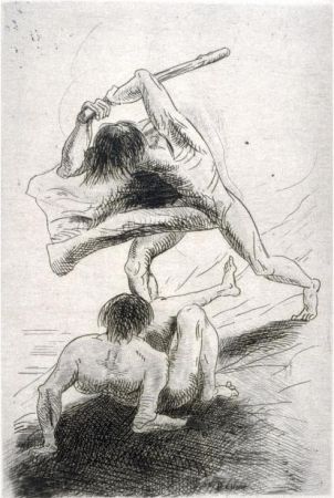 Gravure Redon - Caïn et Abel