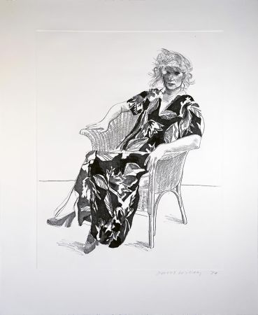 Eau-Forte Et Aquatinte Hockney - Celia in Wicker Chair (Black State)