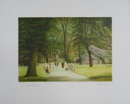 Lithographie Altman - Central Park - Terrace Drive