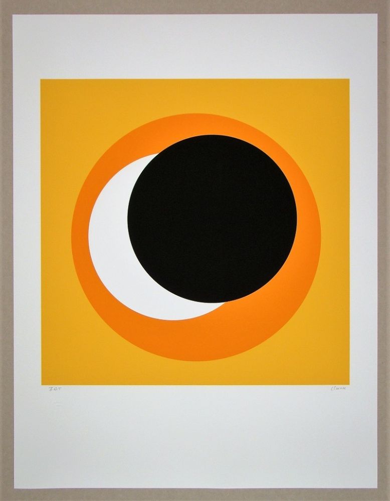 Sérigraphie Claisse - Cercle noir sur fond orange