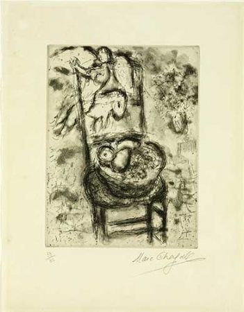 Gravure Chagall - Chaise à la corbeille de fruits