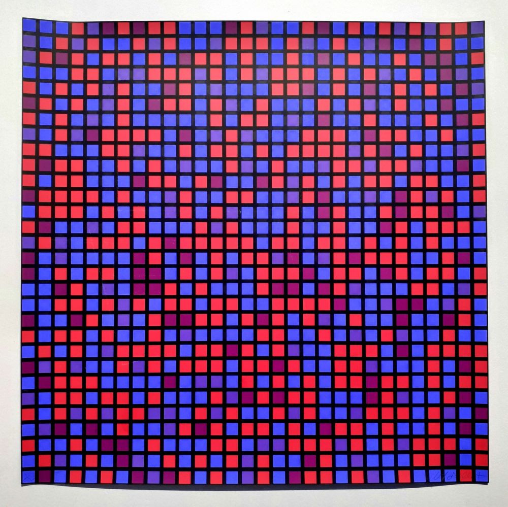 Sérigraphie Morellet - Chartres bleu violet