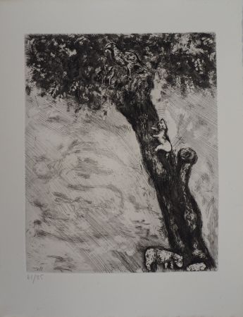 Gravure Chagall - Chat en chasse (L'aigle, la laie et la chatte)