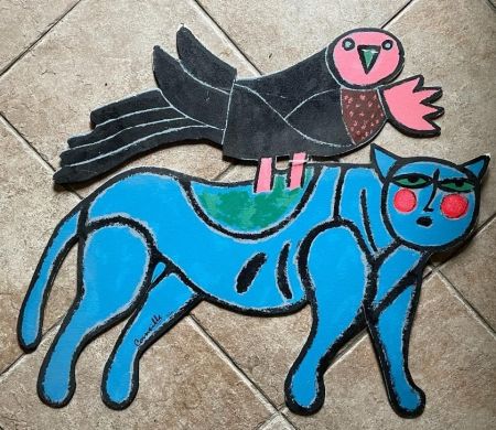Multiple Corneille - Chat et oiseau