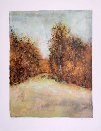 Lithographie Gantner - Chemin en forêt - Forest path