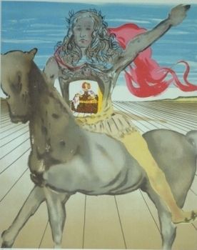 Lithographie Dali - Chevalier surréaliste (Hommage à Velasquez)