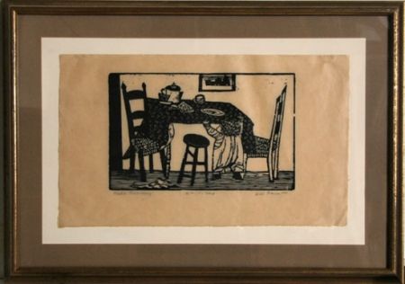 Linogravure Barnet - Child Reaching