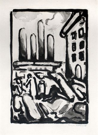 Eau-Forte Et Aquatinte Rouault - Christ au Faubourg (Christ in Faubourg) from Passion, 1935 