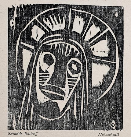 Gravure Sur Bois Schmidt-Rottluff - Christuskopf