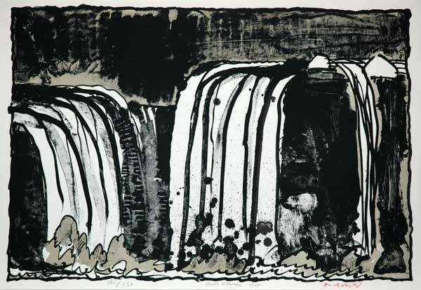 Lithographie Alechinsky - Chute blanche
