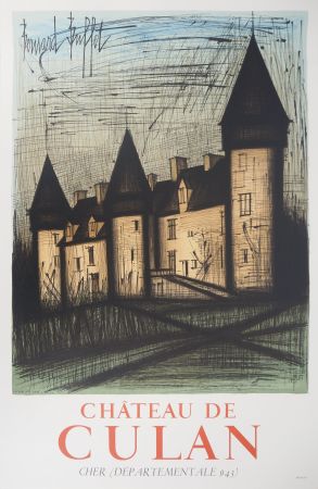 Lithographie Buffet - Château de Culan