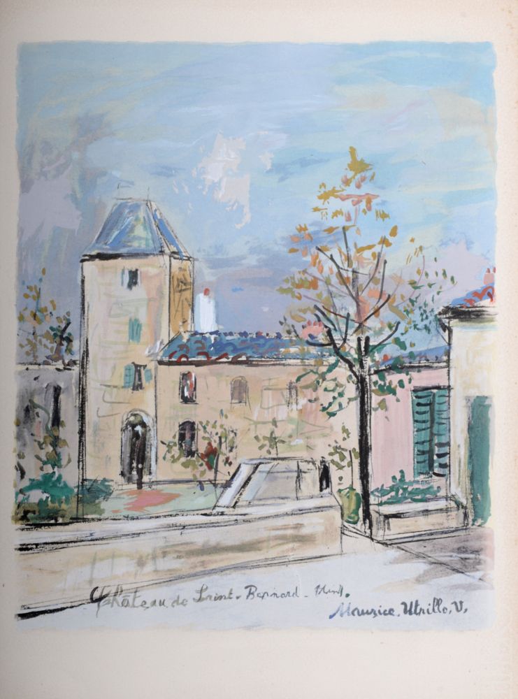 Pochoir Utrillo - Château de Saint-Bernard dans l'Ain, 1950