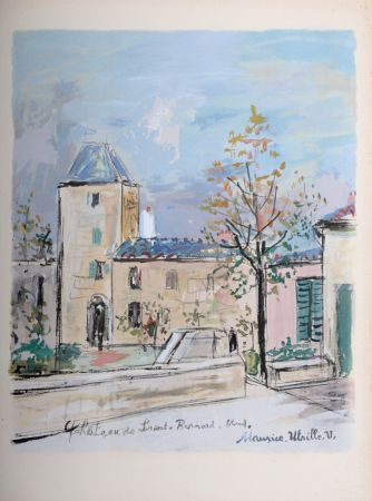 Pochoir Utrillo - Château de Saint-Bernard dans l'Ain, 1950