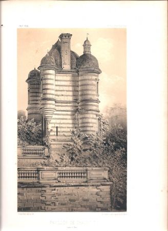 Lithographie Petit - Châteaux de France des XV et XVIe siècles par Victor Petit