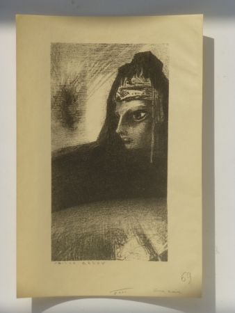 Lithographie Redon - Cime noire