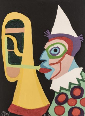 Gravure Sur Bois Appel - Circus 12 - Clown d'Amsterdam
