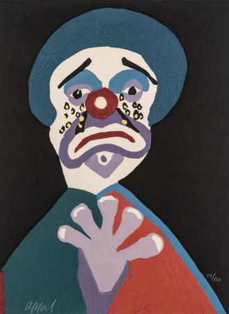 Gravure Sur Bois Appel - Circus 18 - Clown aux larmes d'or