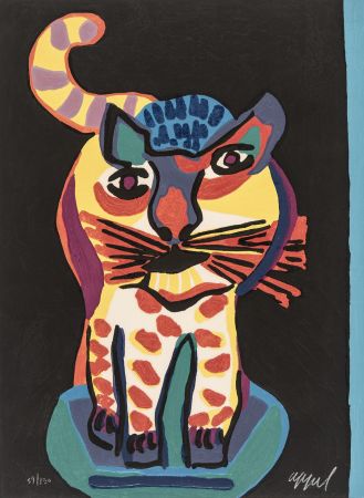 Gravure Sur Bois Appel - Circus 19 - Le chat clown
