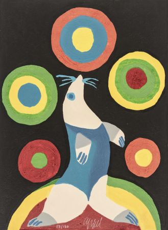 Gravure Sur Bois Appel - Circus 24 - Lancer dans l'espace quelques fusées couleur