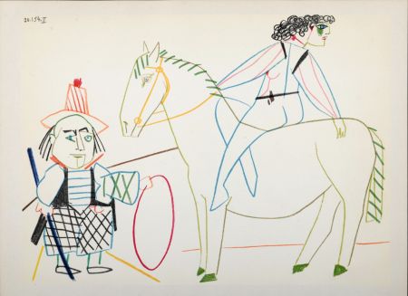 Lithographie Picasso - Clown & Circus Rider, 1954