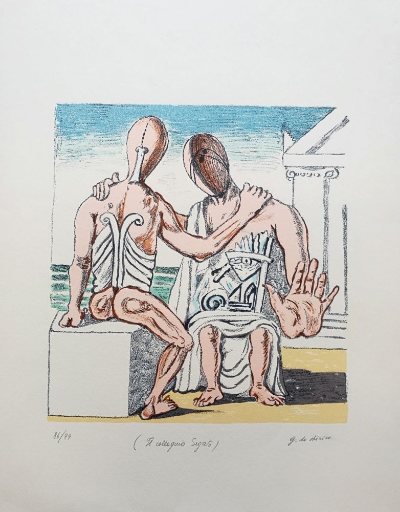 Lithographie De Chirico - Colloquio segreto