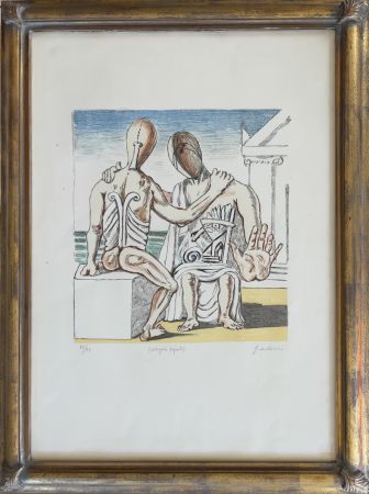 Lithographie De Chirico - Colloquio segreto