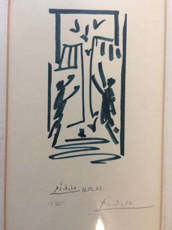 Lithographie Picasso - Colombes et prisonniers (pour les exiles espagnols)
