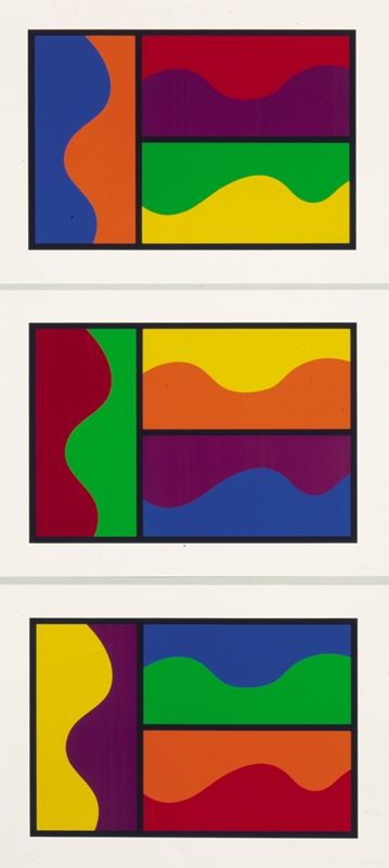 Sérigraphie Lewitt - Colors Divided By Wavy Lines