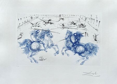 Gravure Dali - Combat de cavaliers