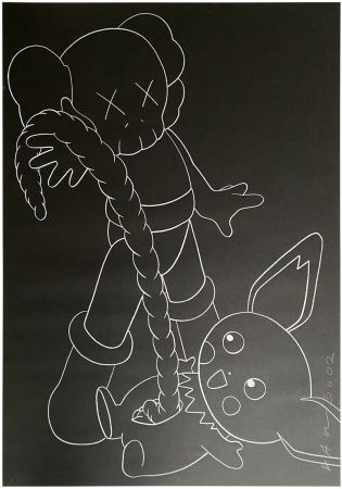 Sérigraphie Kaws - Companion vs Pikachu