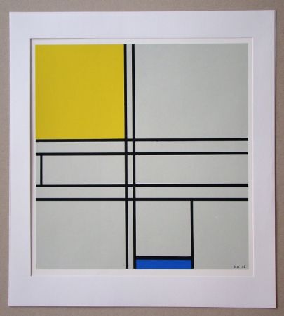 Sérigraphie Mondrian - Compositie met blauw en geel - 1935