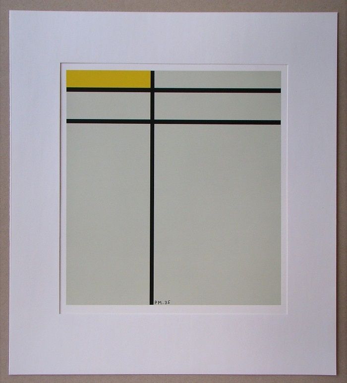 Sérigraphie Mondrian - Compositie met geel - 1935