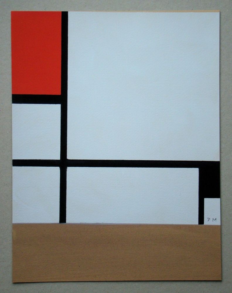 Pochoir Mondrian - Compositie met rood