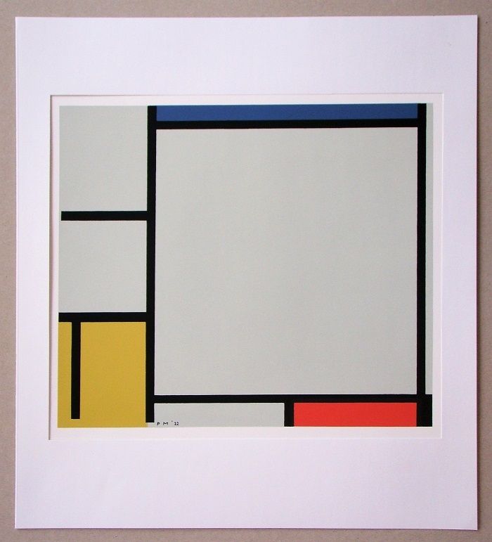 Sérigraphie Mondrian - Compositie met rood, geel en blauw - 1922