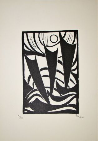 Gravure Sur Bois Maatsch - Composition, 1922