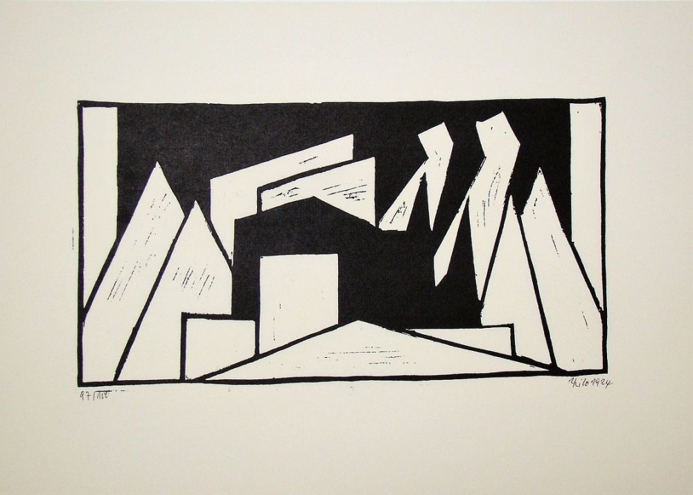 Gravure Sur Bois Maatsch - Composition, 1924