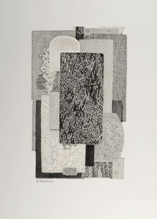 Gravure Vieillard - Composition, 1965 - Hand-signed